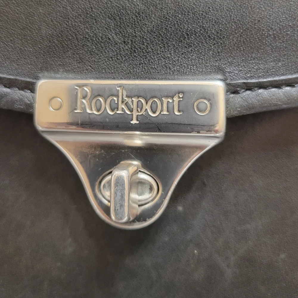 Rare Vintage Rockport Black Full Grain Leather Briefcase